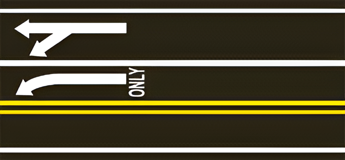 Solid White Line with Turn Arrow (PAVE-TURN)