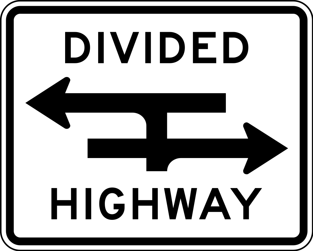 Divided Highway Crossing Intersection (W2-4 + DIV)